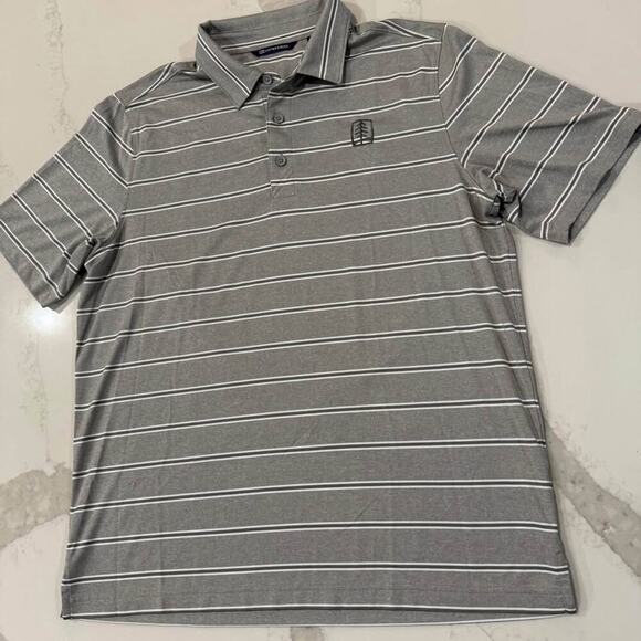 Cutter & Buck Forge Performance Golf Polo Mens Size Large GrayStripe Athleisure - Picture 2 of 5